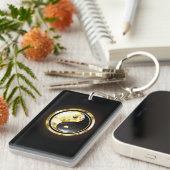 Goud Yin Yang op zwart Sleutelhanger (Voorkant Rechts)