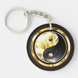 Goud Yin Yang op zwart Sleutelhanger