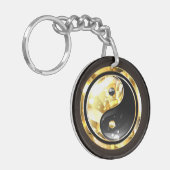 Goud Yin Yang op zwart Sleutelhanger (Voorkant Links)