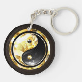 Goud Yin Yang op zwart Sleutelhanger (Achterkant)