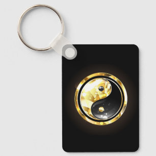 Goud Yin Yang op zwart Sleutelhanger