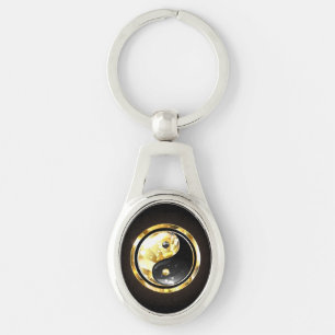 Goud Yin Yang op zwart Sleutelhanger
