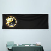 Goud Yin Yang op zwart Spandoek (Beurs)