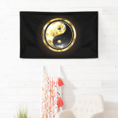 Goud Yin Yang op zwart Spandoek (Insitu)
