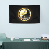 Goud Yin Yang op zwart Spandoek (Beurs)