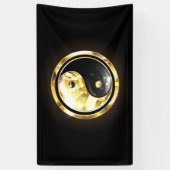 Goud Yin Yang op zwart Spandoek (Verticaal)