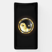 Goud Yin Yang op zwart Spandoek (Verticaal)