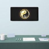 Goud Yin Yang op zwart Spandoek (Beurs)