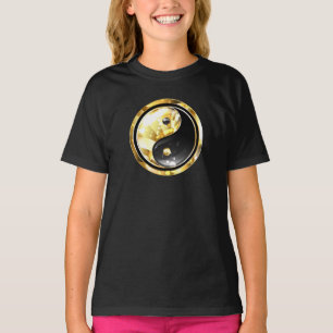 Goud Yin Yang op zwart T-shirt