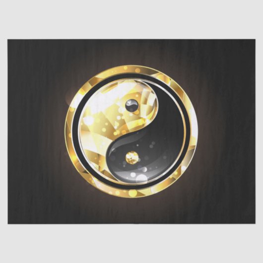 Goud Yin Yang op zwart Tissuepapier (Voorkant)