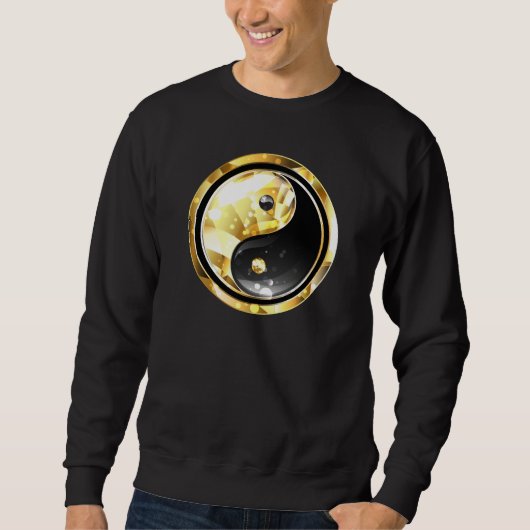 Goud Yin Yang op zwart Trui (Voorkant)