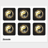 Goud Yin Yang op zwart Vierkante Sticker (Vel)