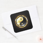 Goud Yin Yang op zwart Vierkante Sticker (Envelop)