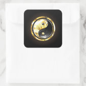 Goud Yin Yang op zwart Vierkante Sticker (Tas)