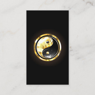 Goud Yin Yang op zwart Visitekaartje