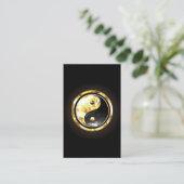 Goud Yin Yang op zwart Visitekaartje (Staand voorkant)