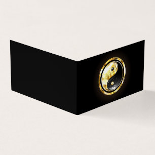 Goud Yin Yang op zwart Visitekaartje