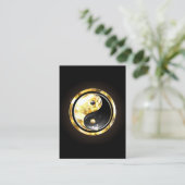 Goud Yin Yang op zwart Visitekaartje (Staand voorkant)