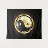Goud Yin Yang op zwart Wandkleed (Voorkant (horizontaal))