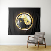 Goud Yin Yang op zwart Wandkleed (In Situ (horizontaal))