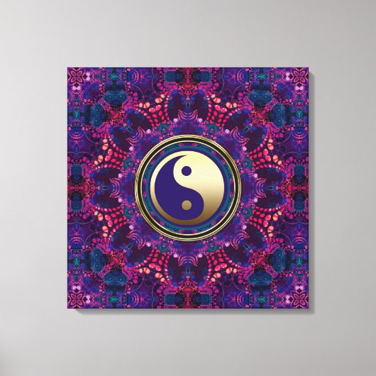 Goud Yin Yang Paarse Indigo Ocho Energy Mandala Canvas Afdruk (Voorkant)