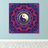 Goud Yin Yang Paarse Indigo Ocho Energy Mandala Canvas Afdruk (Insitu (Houten vloer))