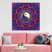 Goud Yin Yang Paarse Indigo Ocho Energy Mandala Canvas Afdruk (Insitu (Woonkamer))