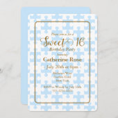 Goud Zacht Blauw Wit Puzzel Geruit Zoet 16 Kaart (Voorkant / Achterkant)