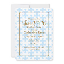 Goud Zacht Blauw Wit Puzzel Geruit Zoet 16