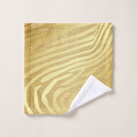 Goud Zebra-huidstrepen op goudglitter Bad Handdoek (Wasdoekje)