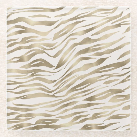 Goud zebraprint glazen onderzetter (Voorkant)