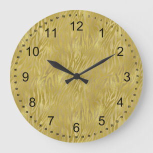 Goud Zebraprint Grote Klok