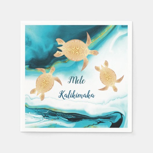 Goud Zee | Mele Kalikimaka | Kerstmis Servet (Voorkant)