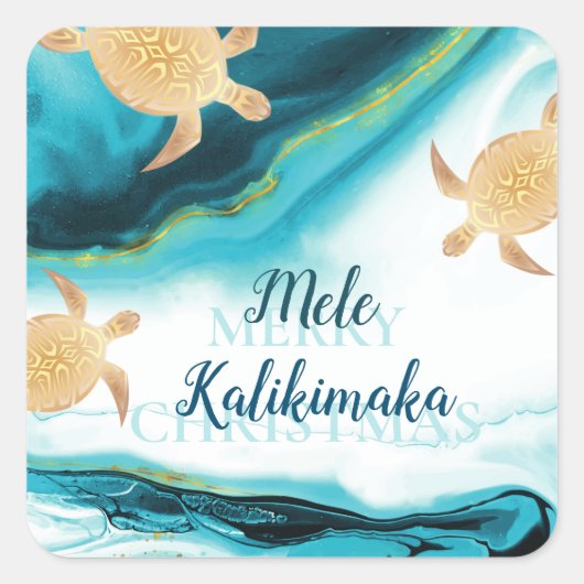 Goud Zee | Mele Kalikimaka | Kerstmis Vierkante Sticker (Voorkant)