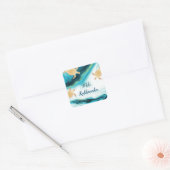 Goud Zee | Mele Kalikimaka | Kerstmis Vierkante Sticker (Envelop)