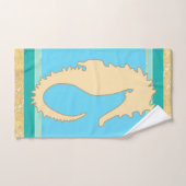 Goud Zee paard met Aqua- en Turquoise Stripes Bad Handdoek (Handdoek)