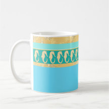 Goud Zee paard met Aqua- en Turquoise Stripes