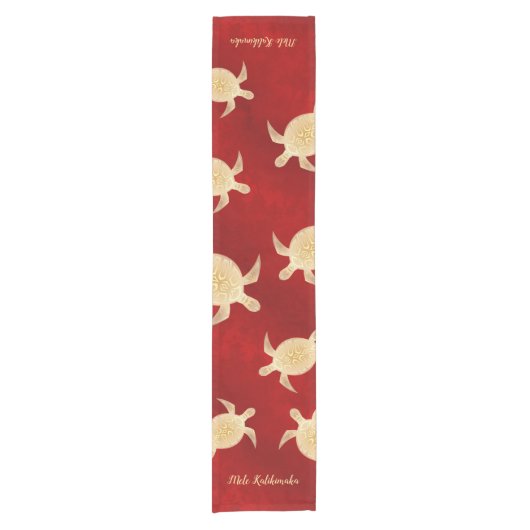 Goud Zee Turtles Korte Tafelloper (Voorkant)