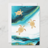 Goud Zee Turtles Maritime Kustuitnodiging Kaart (Achterkant)