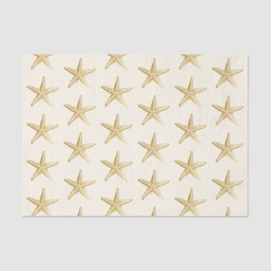 Goud Zeester Bruin en Ivoren Kust Thema Tissuepapier (Voorkant)