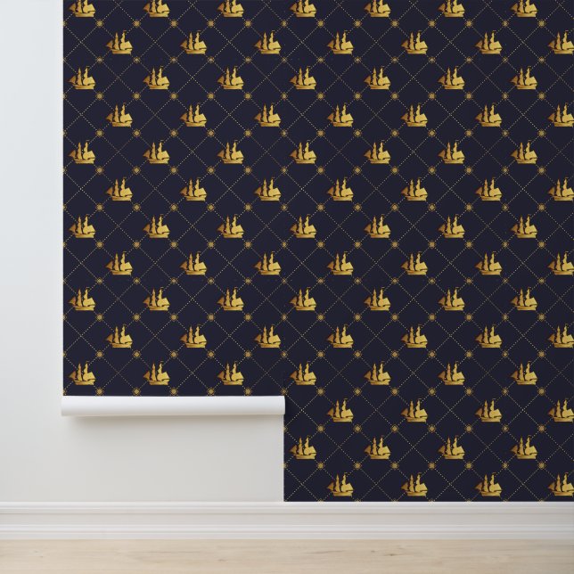 Goud Zeilschip Behang (Applicatie)