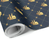 Goud Zeilschip Cadeaupapier (Rol Hoek)