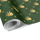 Goud Zeilschip Cadeaupapier (Rol Hoek)