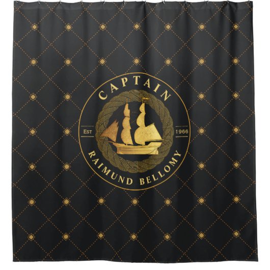 Goud Zeilschip Douchegordijn (Voorkant)