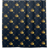 Goud Zeilschip Douchegordijn (Voorkant)
