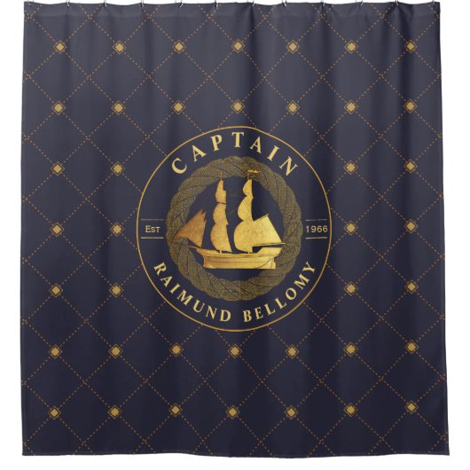 Goud Zeilschip Douchegordijn (Voorkant)