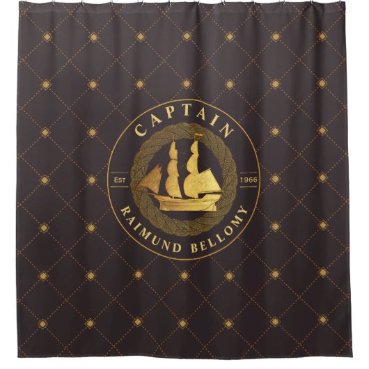 Goud Zeilschip Douchegordijn (Voorkant)