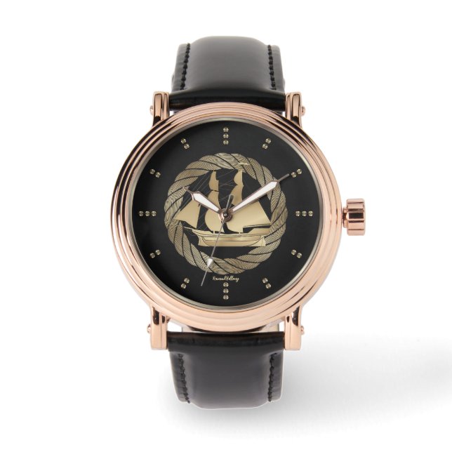 Goud Zeilschip Horloge (Voorkant)