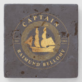 Goud Zeilschip Stenen Onderzetter (Voorkant)