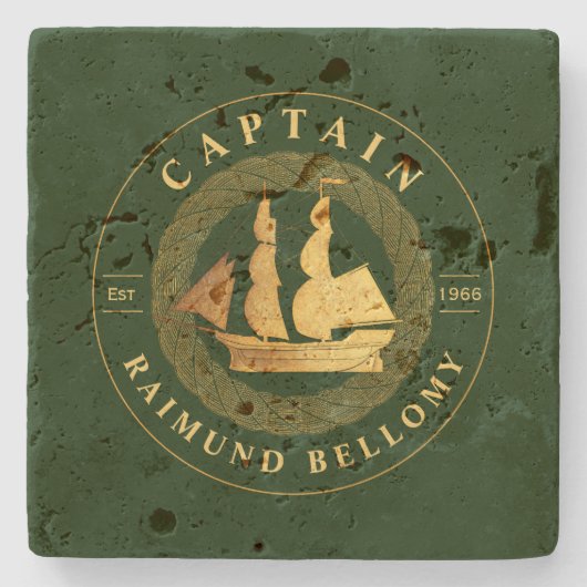 Goud Zeilschip Stenen Onderzetter (Voorkant)